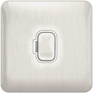 SCHNEIDER LISSE SCREWLESS BRUSHED CHROME UNSWITCHED SPUR WHITE INSERT