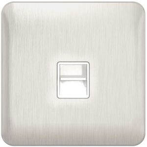 SCHNEIDER LISSE SCREWLESS BRUSHED CHROME MASTER TEL WHITE INSERT