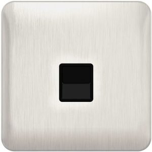 SCHNEIDER LISSE SCREWLESS BRUSHED CHROME SLAVE TEL BLACK INSERT