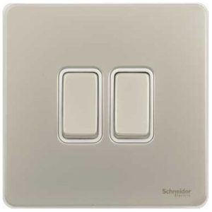 SCHNEIDER ULTIMATE FACE PLATE SCREWLESS 2G 2W SWITCH PEARL NICKEL