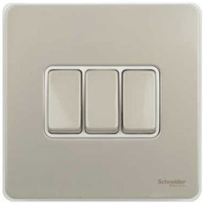 SCHNEIDER ULTIMATE FACE PLATE SCREWLESS 3G 2W SWITCH PEARL NICKEL