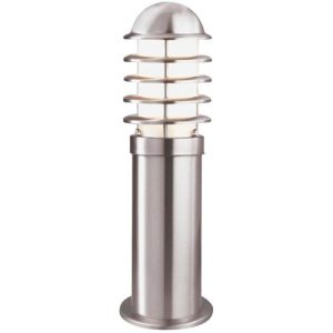SEARCHLIGHT LOUVRE OUTDOOR POST-STAINLESS STEEL & WHITE SHADE, IP44