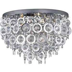 SEARCHLIGHT NOVA 5LT CEIING FLUSH - CHROME, ACRYLIC BALLS & RINGS