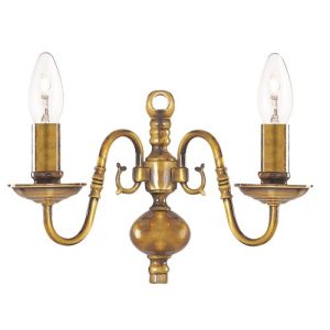 SEARCHLIGHT FLEMISH 2LT WALL LIGHT - ANTIQUE BRASS