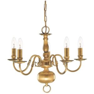 SEARCHLIGHT FLEMISH 5LT CEILING PENDANT - ANTIQUE BRASS