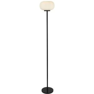 SEARCHLIGHT LUMINA FLOOR LAMP - BLACK METAL & FROSTED RIBBED GLASS