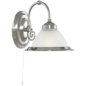 SEARCHLIGHT AMERICAN DINER WALL LIGHT - SATIN SILVER & ACID GLASS