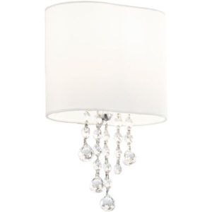 SEARCHLIGHT NINA WALL LIGHT - CHROME, CRYSTAL & WHITE SHADES