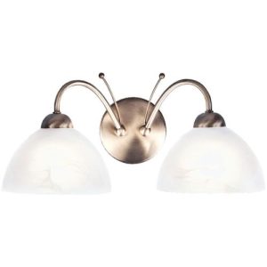 SEARCHLIGHT MILANESE 2LT WALL LIGHT - ANTIQUE BRASS & ALABASTER GLASS