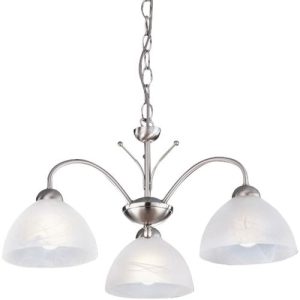 SEARCHLIGHT MILANESE 3LT CEILING PENDANT- SATIN SILVER & ALABASTER GLASS