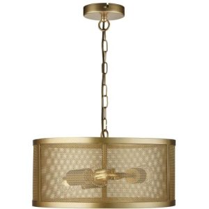 SEARCHLIGHT FISHNET 3LT DRUM CEILING PENDANT - MATT GOLD MESH