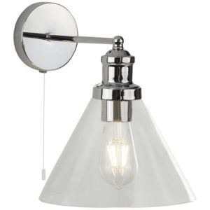 SEARCHLIGHT PYRAMID WALL LIGHT - CHROME & GLASS SHADES