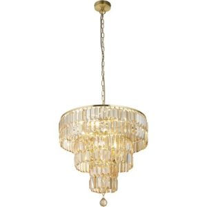 SEARCHLIGHT EMPIRE 5LT PENDANT - SATIN BRASS METAL & CHAMPAGNE GLASS
