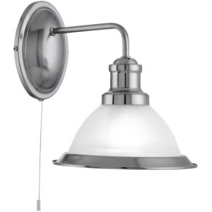 SEARCHLIGHT BISTRO WALL LIGHT - SATIN SILVER & GLASS