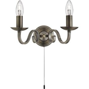 SEARCHLIGHT RICHMOND 2LT WALL LIGHT - ANTIQUE BRASS
