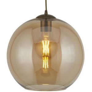 SEARCHLIGHT BALLS CEILING PENDANT - ANTIQUE BRASS & AMBER GLASS