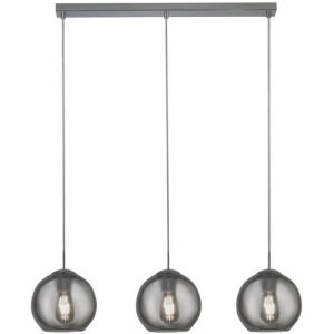 SEARCHLIGHT BALLS 3LT BAR CEILING PENDANT - CHROME & SMOKED GLASS