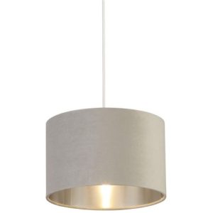 SEARCHLIGHT DRUM SHADE - LIGHT GREY VELVET WITH SILVER INNER