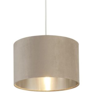 SEARCHLIGHT DRUM SHADE - TAUPE VELVET WITH SILVER INNER