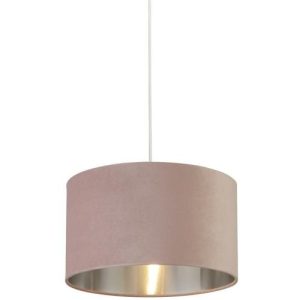SEARCHLIGHT DRUM SHADE - PINK VELVET WITH SILVER INNER