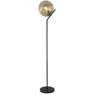SEARCHLIGHT PUNCH FLOOR LAMP - BLACK METAL & CHAMPAGNE PUNCHED GLASS