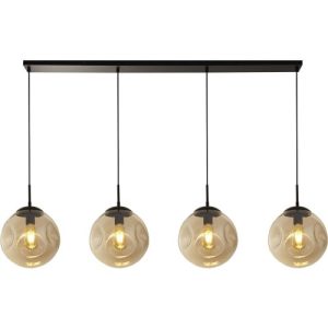 SEARCHLIGHT PUNCH 4LT BAR PENDANT- BLACK METAL & CHAMPAGNE PUNCHED GLASS