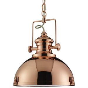 SEARCHLIGHT LOUISIANA INDUSTRIAL CEILING PENDANT - COPPER & CLEAR LENS