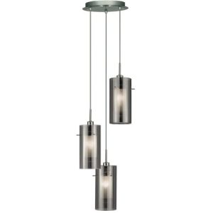 SEARCHLIGHT DUO 2 3LT MULTI-DROP PENDANT - SMOKED GLASS & FROSTED INNER