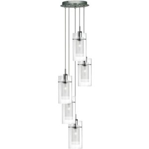 SEARCHLIGHT DUO I 5LT CEILING PENDANT - CHROME & DOUBLE GLASS