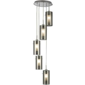 SEARCHLIGHT DUO 2 5LT MULTI-DROP PENDANT - SMOKED GLASS & FROSTED INNER