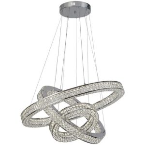 SEARCHLIGHT BANDS 3LT LED CEILING PENDANT - CHROME & CRYSTAL