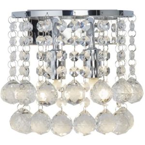 SEARCHLIGHT HANNA 2LT FLUSH CEILING LIGHT - CHROME & CLEAR CRYSTAL