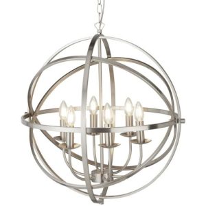 SEARCHLIGHT ORBIT 6LT CEILING PENDANT - SATIN SILVER