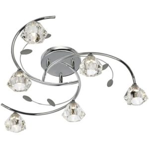 SEARCHLIGHT SIERRA 6LT SEMI-FLUSH CEILING LIGHT - CHROME & CLEAR GLASS