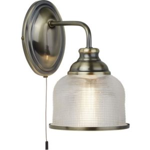 SEARCHLIGHT BISTRO II WALL LIGHT - ANTIQUE BRASS & HALOPHANE GLASS