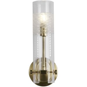 SEARCHLIGHT SCOPE BATHROOM WALL LIGHT - SATIN BRASS & CLEAR ETCHED GLASS