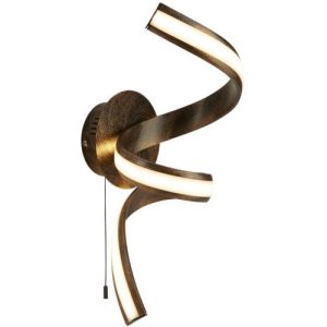 SEARCHLIGHT RIBBON LED TWIST WALL LIGHT - RUSTIC BLACK/GOLD METAL & OPAL