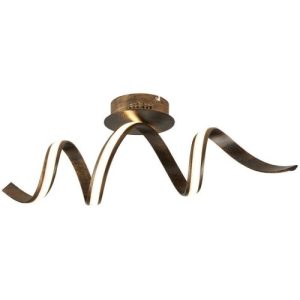 SEARCHLIGHT RIBBON LED TWIST FLUSH CEILING LIGHT - RUSTIC METAL & OPAL