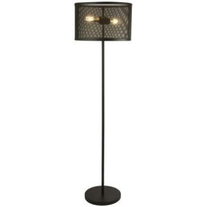 SEARCHLIGHT FISHNET 2LT FLOOR LAMP - BLACK METAL MESH