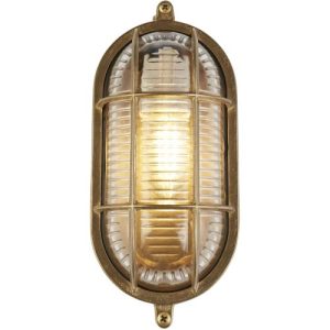 SEARCHLIGHT BULKHEAD ROUND OD LIGHT - SOLID BRASS METAL & RIBBED GLASS