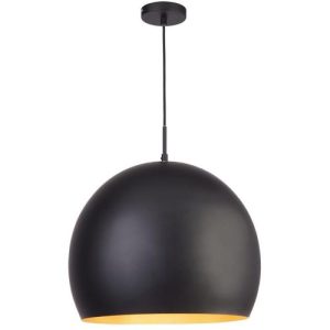 SEARCHLIGHT CHICAGO INDUSTRIAL PENDANT - MATT BLACK WITH GOLD INNER