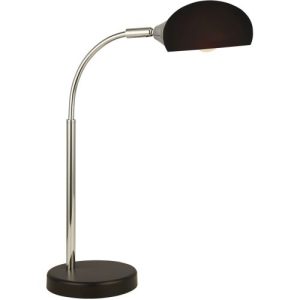 SEARCHLIGHT ASTRO TABLE LAMP - BLACK & CHROME METAL & BLACK GLASS SHADE