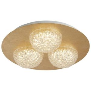 SEARCHLIGHT CELESTIA LED 3LT FLUSH -GOLD LEAF WITH CLEAR ACRYLIC