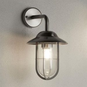 SEARCHLIGHT TORONTO OUTDOOR WALL LIGHT - SATIN SILVER & CLEAR GLASS
