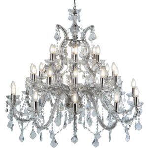 SEARCHLIGHT MARIE THERESE 30LT CHANDELIER - CHROME & CLEAR CRYSTAL