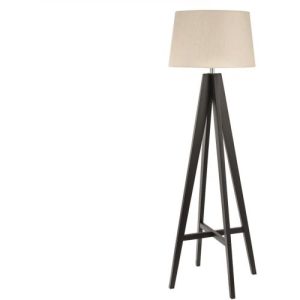 SEARCHLIGHT EASEL FLOOR LAMP DARK WOOD - CREAM LINEN SHADE