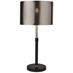 SEARCHLIGHT RACHEL TABLE LAMP - BLACK METAL, SATIN SILVER & CHROME SHADE