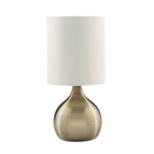 SEARCHLIGHT TOUCH TABLE LAMP - ANTIQUE BRASS BASE & FABRIC SHADE