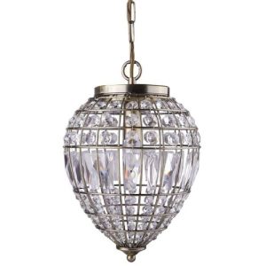 SEARCHLIGHT PINEAPPLE PENDANT - ANTIQUE BRASS, GLASS BUTTONS, DROPS
