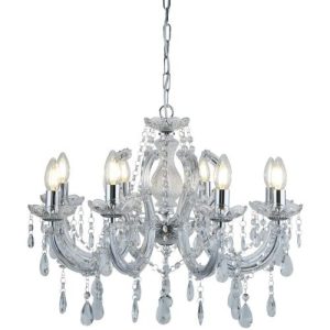 SEARCHLIGHT MARIE THERESE 8LT CEILING PENDANT - CHROME & CLEAR CRYSTAL